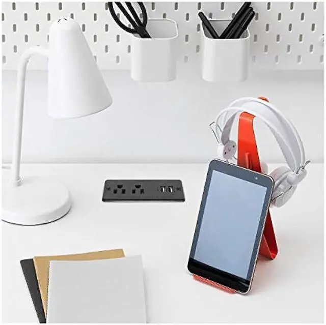 Alt view image 7 of 7 - Recessed Power Strip Flat Plug, Desk Outlet with USB, ETL Listed Conference Outlet Socket with 2 AC Plugs, 2 USB Ports Connect with 6ft Power Cord for Furniture, Home, Office(Black)