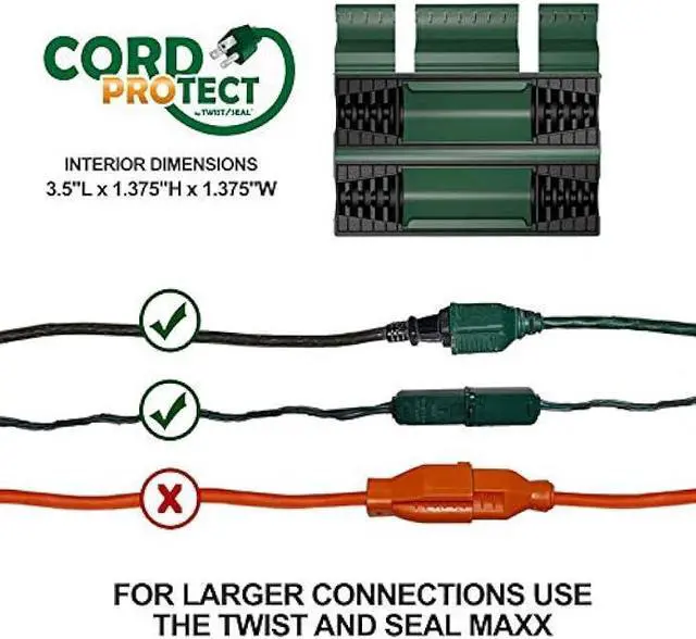 Alt view image 3 of 6 - Twist and Seal Cord Protect (2 Pack) - Outdoor Extension Cord Safety Cover Connector and Weatherproof Electrical Protector  Black