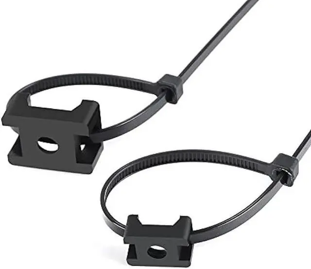 Alt view image 3 of 7 - 100 Pcs Cable Zip Tie Saddle Type Mounts Base with 8 Cable Ties Tapping Screw, Wire Cable Clips Organizer Holders Clamps Black
