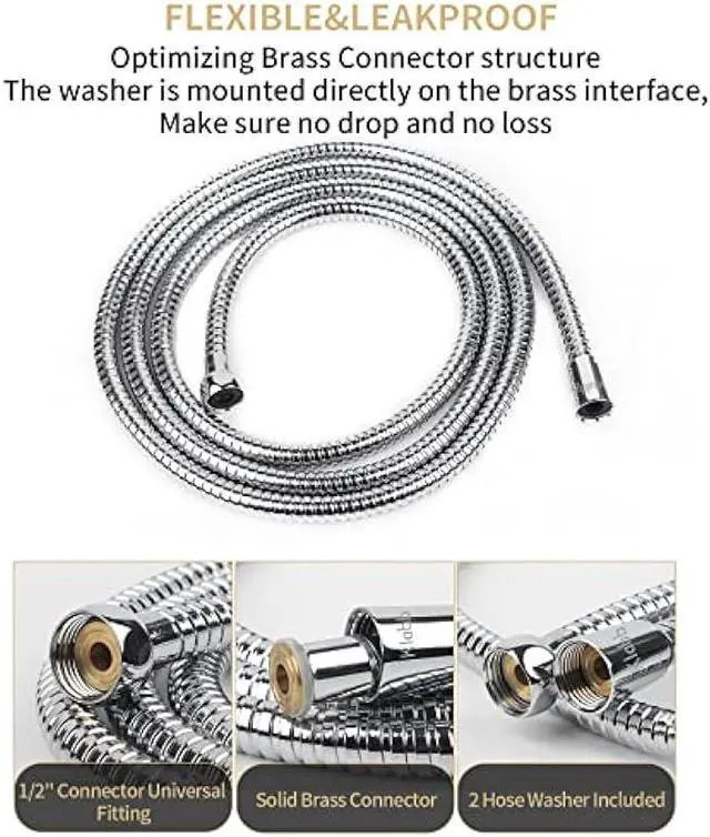 Alt view image 6 of 6 - Shower Hose 96 inches Extra Long Shower Hose Extension Klabb Stainless Steel Shower Head Hose Extra Long Flexible and Durable with Brass Insert and Nut