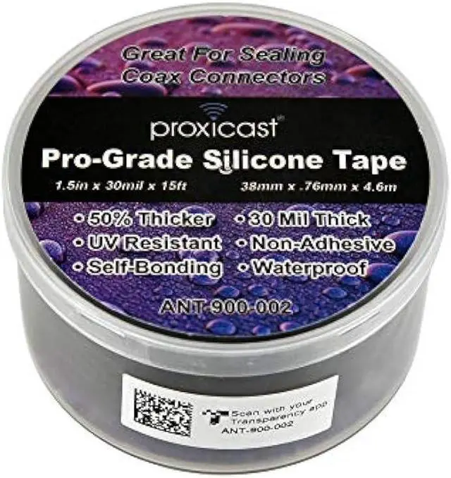 Alt view image 5 of 6 - Proxicast Pro-Grade Extra Strong 30mil Weatherproof Self-Fusing Silicone Rubber Sealing Tape For Outdoor Antenna Coax & Electrical Cables, Hose/Pipe Leaks & Emergency Repairs (1.5 x 15' roll) - Black
