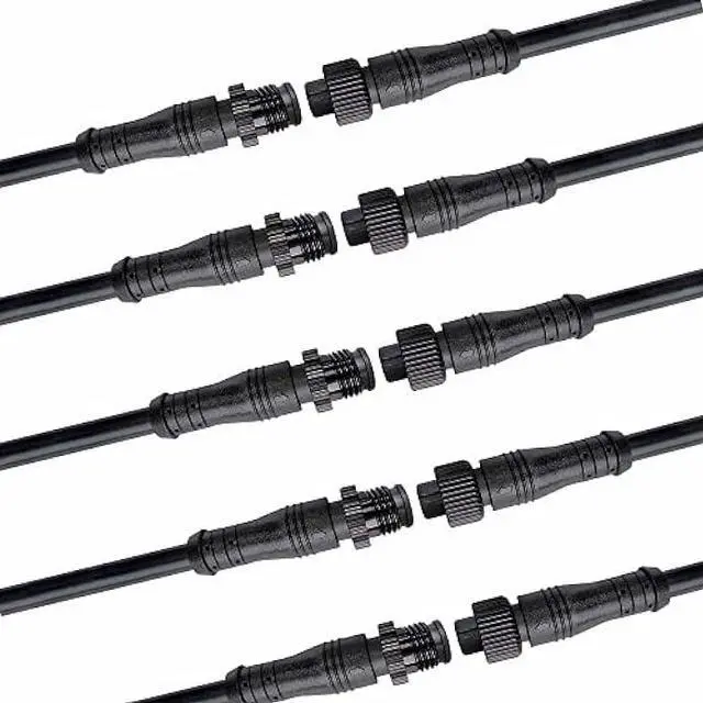 Alt view image 6 of 6 - WOODGUILIN 3 Pin Electrical Connector,3 Core Outdoor LED Connector Male Female Plug LED Connector Metal Nut with 20CM Cable 18AWG IP68 for Car,Truck,Boat,Outdoor LED Strip Lights.5 Pairs (3P 18AWG)