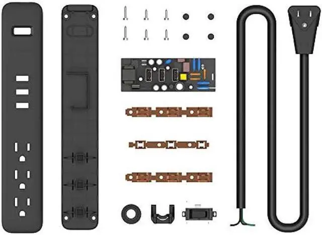 Alt view image 3 of 6 - TP Quality 3 Outlet 3 Fast Charging USB Ports Switch Power Strip Surge Protector 4Ft Extension Cord with Flat Plug for Dorm Room Office Home Work iPhone iPad UL Listed Muti-Pack (Black)