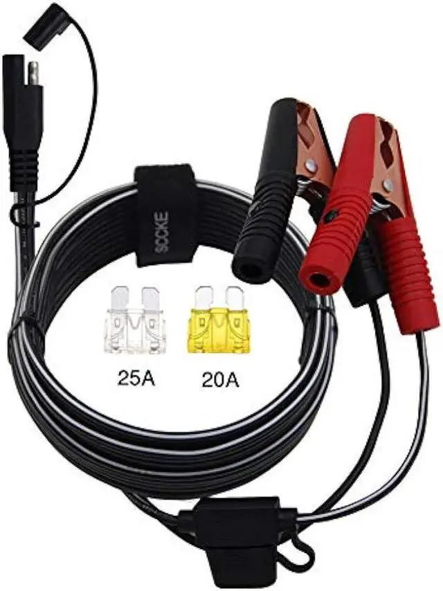 Main image of 12FT 14AWG Battery Alligator Crocodile Clip to SAE Connector Extension Cable,12V SAE Quick Release Adapter to Alligator Clips Quick Disconnect Cable