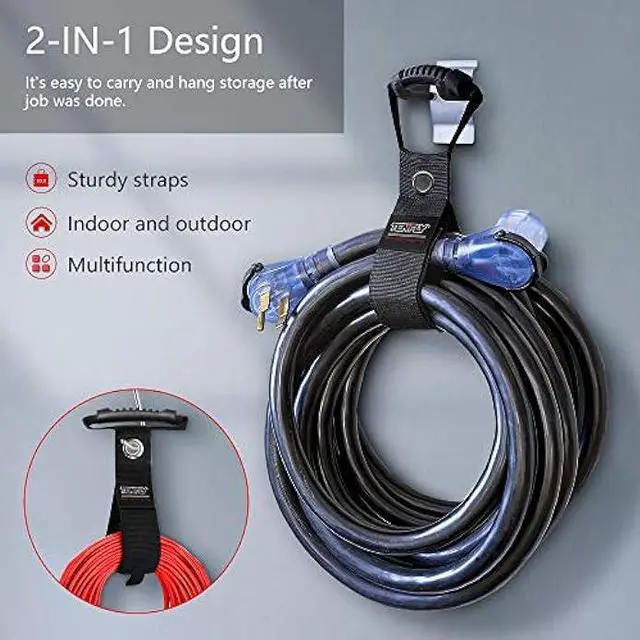 Alt view image 2 of 7 - 4 Pack (17/22/28) Portable Extension Cord Holder and Organizers, with Carrying Handle and Grommet, for Extension Cords, Cables, Ropes, Garden Water Hoses Carrying organization and storage