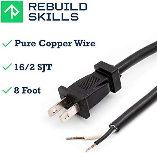 Alt view image 2 of 5 - Rebuild Skills Replacement Power Tool Cords for Drills, Sanders, chop saws, Grinders, vacuums, Miter saws, appliances, Motors and Power Tools (8' ft, 16/2)