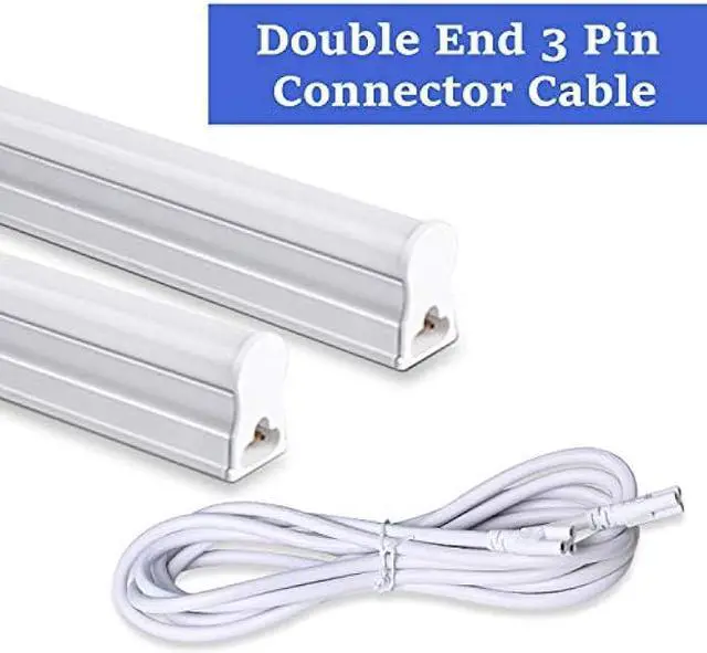 Alt view image 4 of 7 - T5 T8 LED Lamp Connectors Akamino 4 Pack Double End 3 Pin Wire Ceiling Lights Daylight LED Integrated Tube Cable Linkable Cords for Cable Holder Socket Fittings with Cables(9.8FT/3M