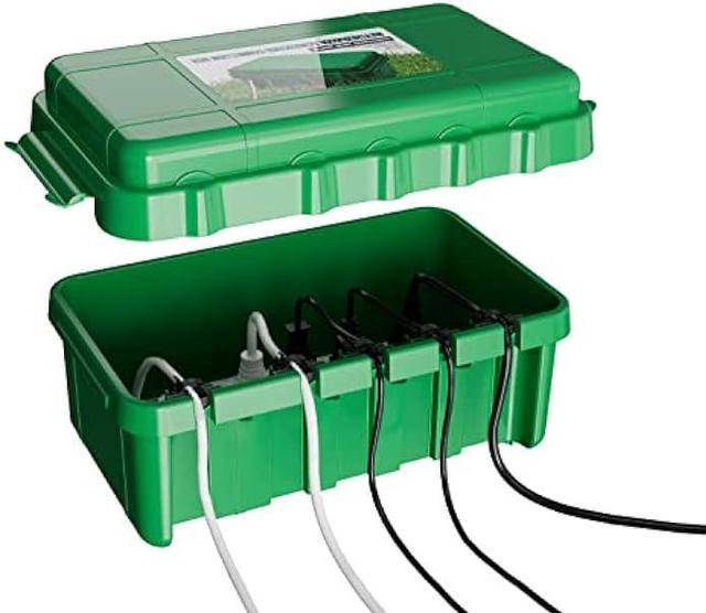 TOHAO Outdoor Electrical Box Weatherproof, Extension Cord Outlet Plug  Protect Cover for Timer, Power Strip, IP55 Waterproof, Large (13 x 8 x 6  inch) - Green 