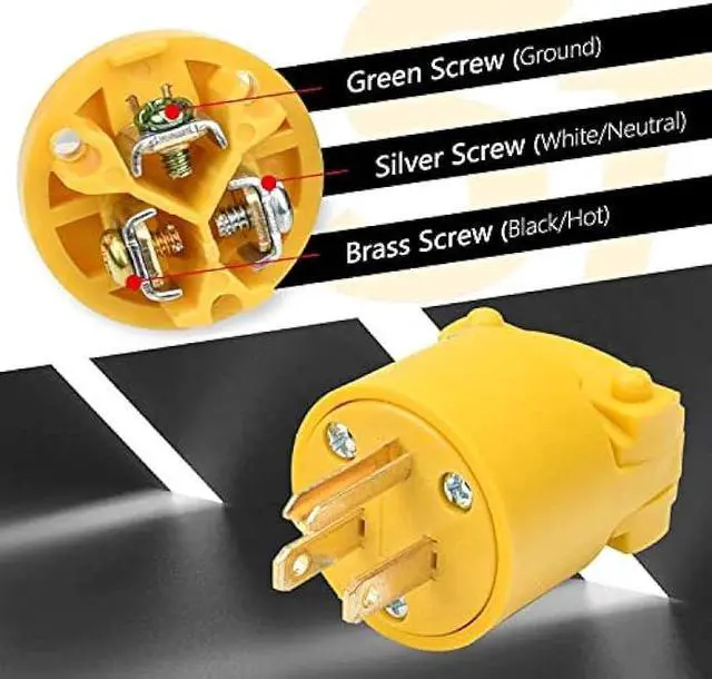 Alt view image 5 of 6 - STARELO Electrical Replacement Plug Extension Cord End Yellow Shell 125V 15A 2Pole 3Wire NEMA 5-15P Industrial Grade 3-Prong Straight Blade Grounding Type(3)