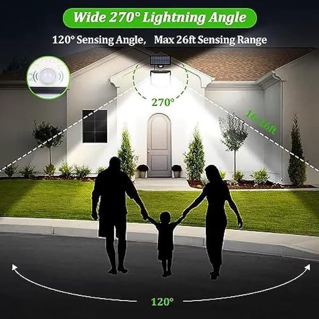 Alt view image 7 of 7 - Solar Lights for Outside, 166 LED Solar Lights Outdoor Waterproof, Motion Sensor Outdoor Lights 3 Modes, Split Solar Powered Lights with Extension Wires, Security Lights for Yard Garden Garage, 2-Pack