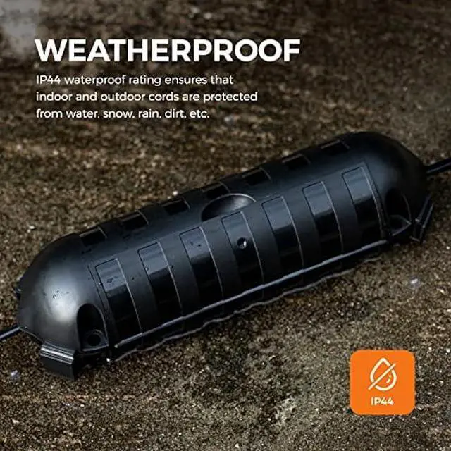 Alt view image 4 of 6 - WELKIN 1-Pack Outdoor Extension Cord Cover, Water-Resistant Electrical Connection Box, Fits AWG12-18 Cords, Protects Outdoor Outlets, Plugs, Sockets, Holiday String Lights, Power Tools (Black)
