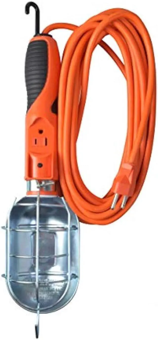 Alt view image 2 of 5 - Woods 0691 691 Med Duty Trouble Light, 16/3, 25' SJTW, Metal Guard, &Outlet, 25 Foot, Orange, 25 Foot