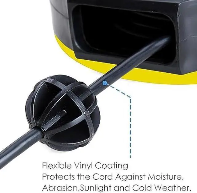 Alt view image 6 of 6 - 25ft Retractable Extension Cord Reel with 3 Electrical Outlets, 16AWG/3C SJT Power Cord for Indoor & Outdoor Use, UL Listed