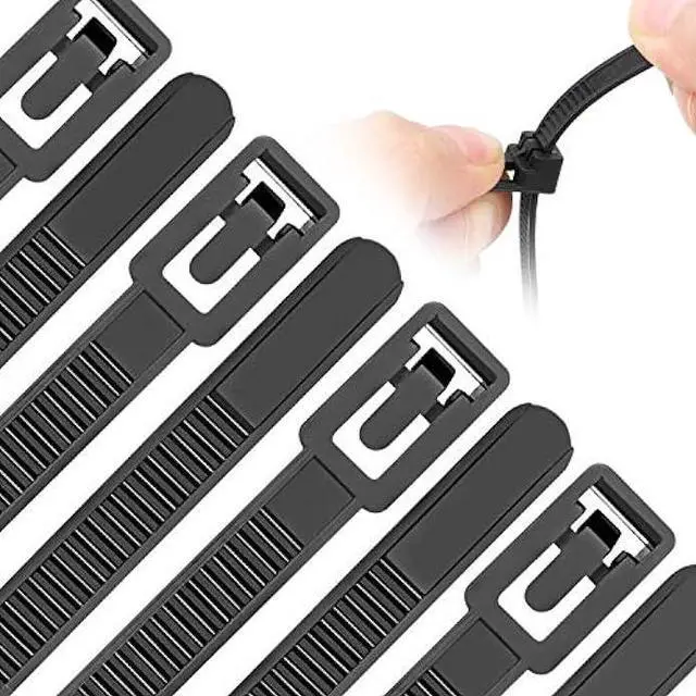 Main image of Reusable Zip Ties Assorted Sizes 6+8+10+12 Inch 100 Packs Releasable Zip Tie Heavy Duty Round Ending No Hurt Removable Cable Ties Reusable Indoor Outdoor Tie Wraps for Wire No Slip Off