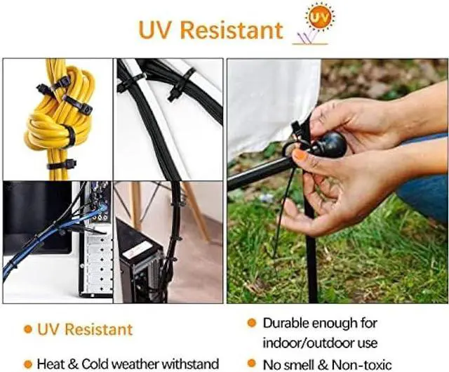 Alt view image 5 of 5 - Reusable Zip Ties Assorted Sizes 6+8+10+12 Inch 100 Packs Releasable Zip Tie Heavy Duty Round Ending No Hurt Removable Cable Ties Reusable Indoor Outdoor Tie Wraps for Wire No Slip Off