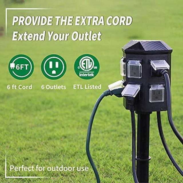 Alt view image 2 of 7 - TiFFCOFiO Outdoor Power Strip Timer, Dusk to Dawn Sensor Outdoor Timer for Lights, 6 Feet Extension Cord Waterproof, 6 Grounded Outlets for Halloween and Christmas Decorations, ETL Listed