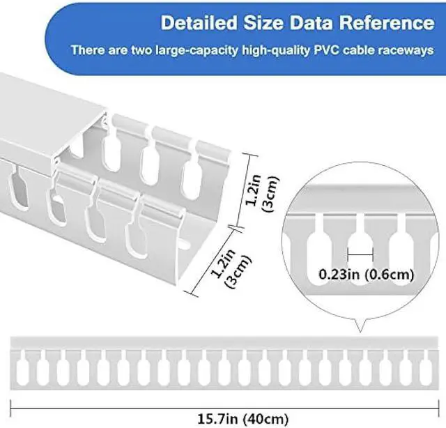 Alt view image 2 of 7 - Cable Duct Management Raceway Kit, 62.8 (4 x 15.7) Server Rack Cable Management, Cable Management for Hide Network HDMI VGA Cable, Open Slot Cable Track Desk Wire Channel, Cable Raceway White 4 Pack