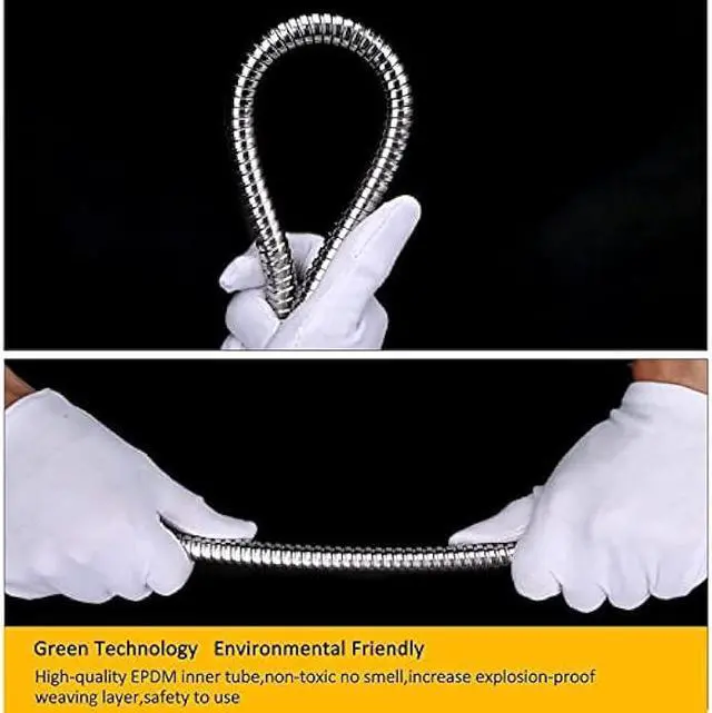 Alt view image 4 of 5 - HOMEIDEAS 118-Inch(3m) Shower Hose 304 Stainless Steel Extra Long Shower Hose Replacement Handheld Shower Head Hose Extension