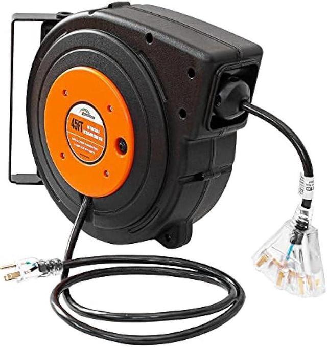 Retractable Extension Cord Reel 50FT+4.5 Electrical Power Cord