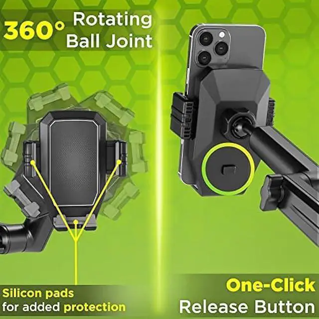 Alt view image 4 of 6 - Truckules Truck Phone Holder Mount Heavy Duty Cell Phone Holder for Truck Dashboard Windshield 16.9 inch Long Arm, Super Suction Cup & Stable, Compatible with iPhone & Samsung, Gray, Pickup Truck