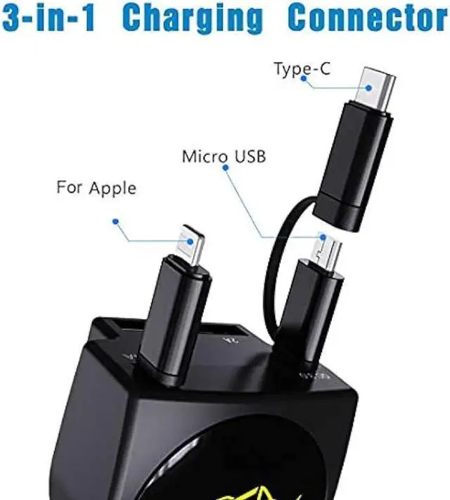 Alt view image 3 of 6 - Retractable Car Charger, Fast Charge 3.1A 47W, Retractable Cables (3Ft) and 2 USB Ports Car Charger Adapter, Compatible with iPhone & Android Cell Phones,Car Accessories Interior