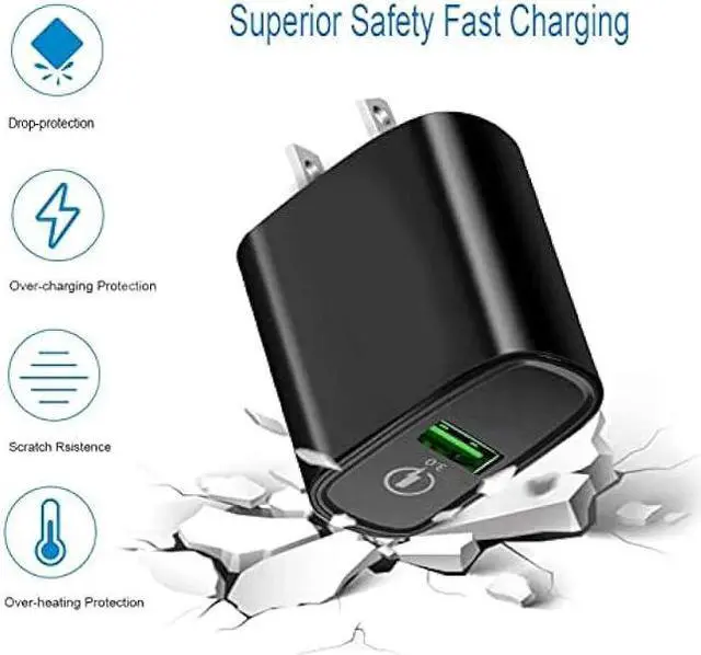 Alt view image 4 of 7 - 18W for Samsung Galaxy A02S A12 A32 A42 A52 5G Charger Block,Fast Quick Charge 3.0 Wall Phone Power Adapter and 6FT USB C Cable for LG Velvet,Stylo 6 5 4,K92 Wing,K51 Q70,V60 G8X G7 G8 v40 v35 Thinq