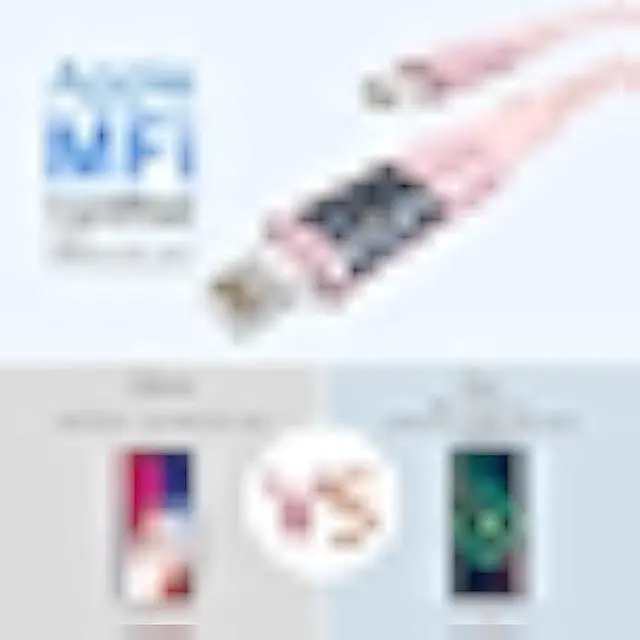 Alt view image 4 of 7 - Pink Coiled USB C to Lightning Cable MFi Certified for iPhone/iPad/iPod/Apple CarPlay, PD 27W Fast Charging with Data Transfer USB-C iPhone Charger Cord, Short Retractable