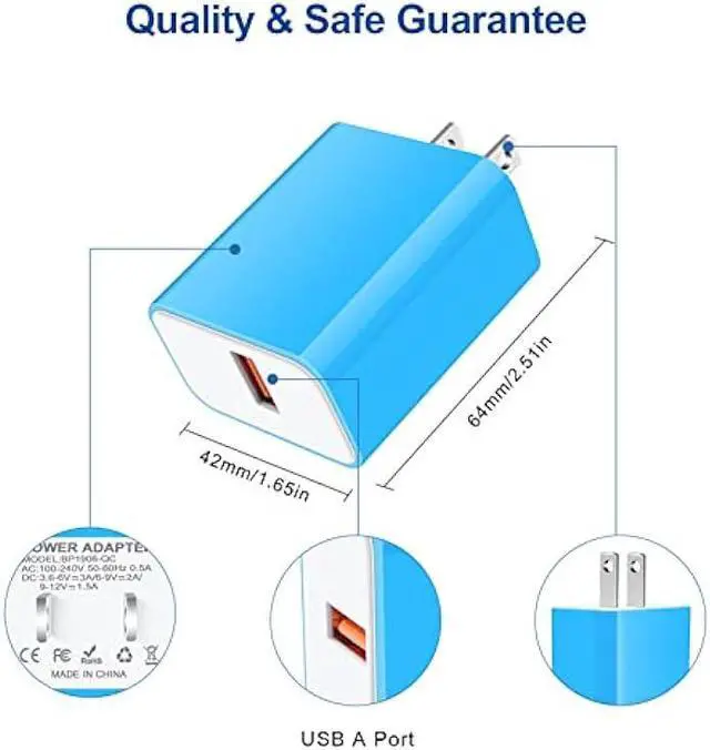 Alt view image 5 of 7 - 18W QC3.0 Fast Wall Charger Plug for Android Phone Fast Charging for Fire Tablet, Kindle, Samsung Galaxy J3 J5 J7 J8 S7 S6, PS4 Xbox LG K40 K20, Moto E4 E5 E6, Micro USB Charger Cable Cord 6FT 2Pack