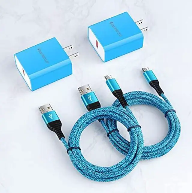 Alt view image 7 of 7 - 18W QC3.0 Fast Wall Charger Plug for Android Phone Fast Charging for Fire Tablet, Kindle, Samsung Galaxy J3 J5 J7 J8 S7 S6, PS4 Xbox LG K40 K20, Moto E4 E5 E6, Micro USB Charger Cable Cord 6FT 2Pack