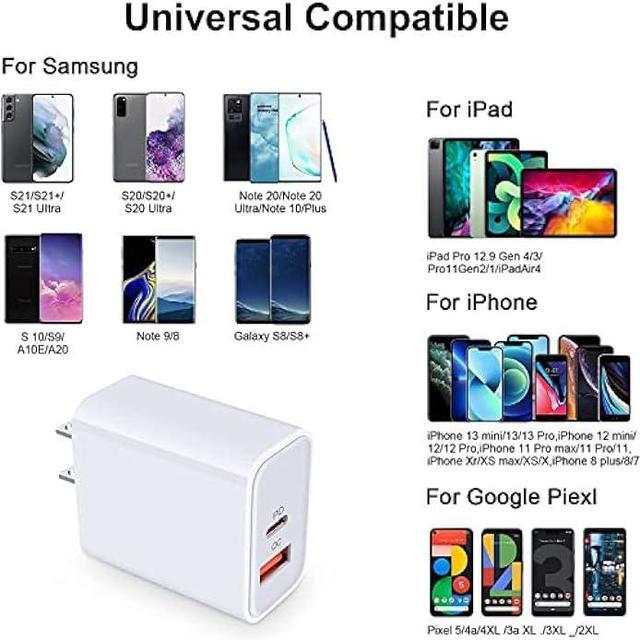 Alt view image 2 of 7 - Apple Charger Block, USB C Fast Charging Block Usbc Wall Charger Dual Port USB & Type C Multi Ports Usb Plug Outlet For Apple iPhone Samsung Quick Charge Box Power Delivery Cube Adapter Cargador Brick