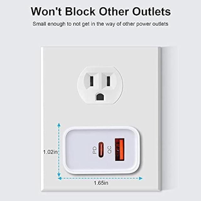 Alt view image 4 of 7 - Apple Charger Block, USB C Fast Charging Block Usbc Wall Charger Dual Port USB & Type C Multi Ports Usb Plug Outlet For Apple iPhone Samsung Quick Charge Box Power Delivery Cube Adapter Cargador Brick