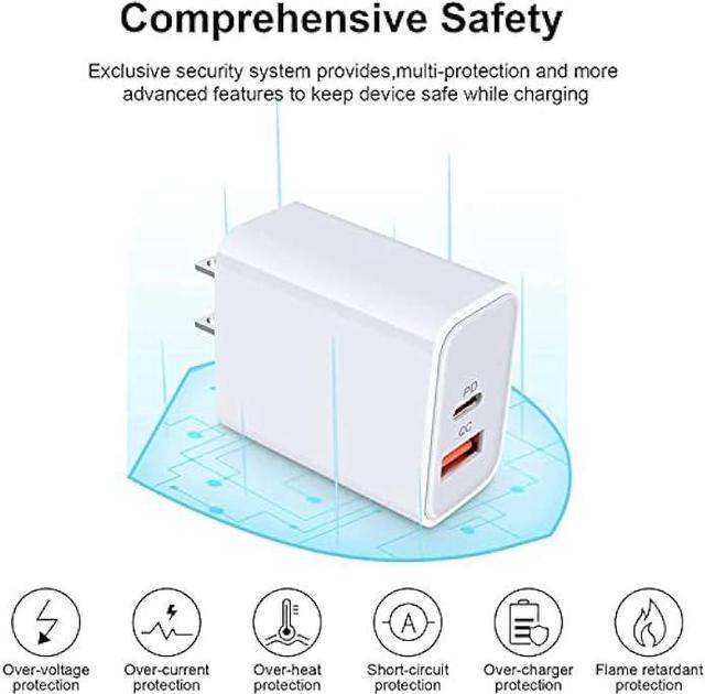 Alt view image 6 of 7 - Apple Charger Block, USB C Fast Charging Block Usbc Wall Charger Dual Port USB & Type C Multi Ports Usb Plug Outlet For Apple iPhone Samsung Quick Charge Box Power Delivery Cube Adapter Cargador Brick