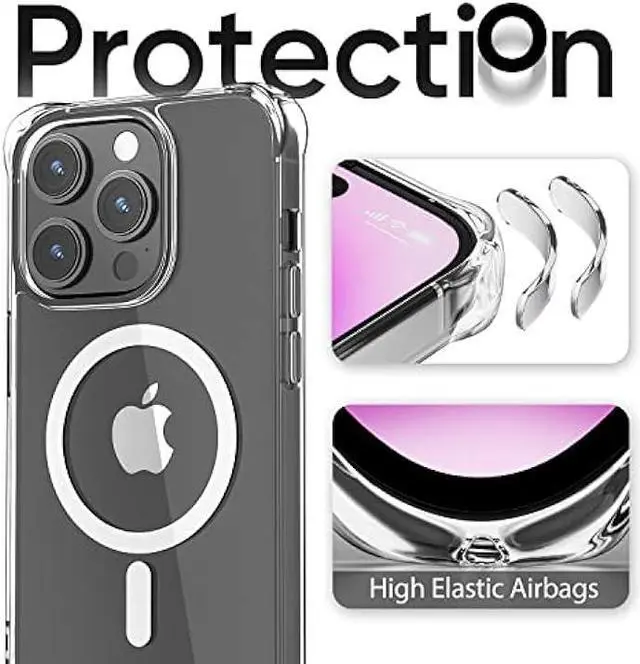 Alt view image 2 of 6 - SUCGLES for iPhone 14 Pro Max Case, Compatible with MagSafe, Shockproof Military Grade Protection, Non-Yellowing, Strong Magnetic Slim Phone Cover for Apple 14 Pro Max (A-Mag Safe Clear Bumper)