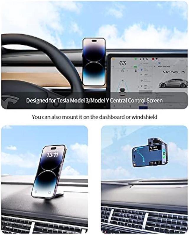 Alt view image 4 of 6 - Marnana Fast Charging Wireless Car Charger Mount, Magnetic Foldable Car Phone Holder for Tesla Model 3/Y Designed for MagSafe Compatible with iPhone 12/13/14 Series