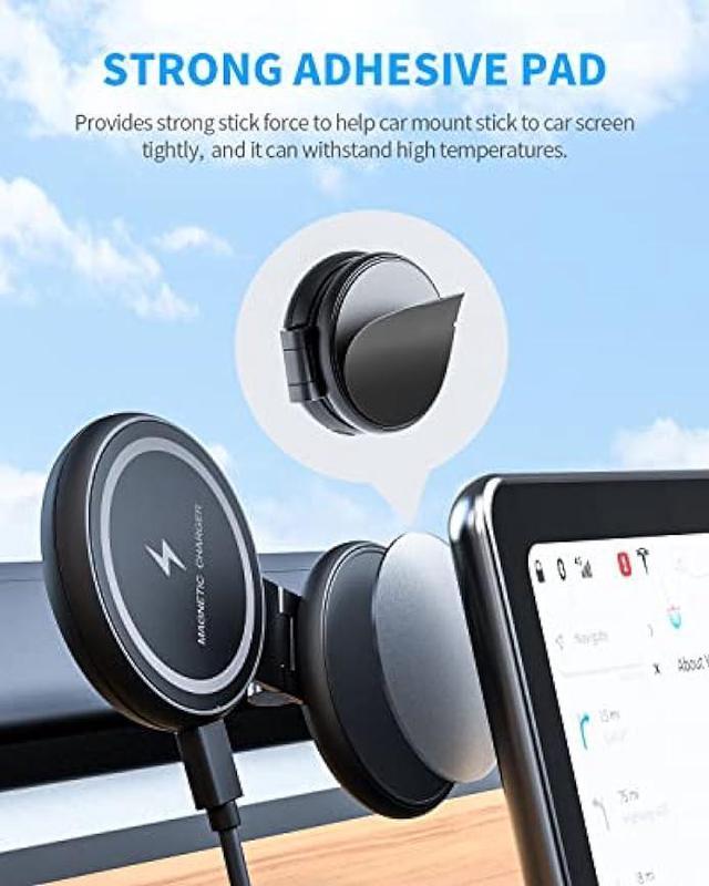 Alt view image 6 of 6 - Marnana Fast Charging Wireless Car Charger Mount, Magnetic Foldable Car Phone Holder for Tesla Model 3/Y Designed for MagSafe Compatible with iPhone 12/13/14 Series
