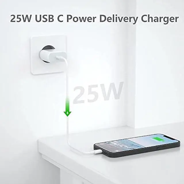 Alt view image 2 of 5 - Anigaduo 25W USB C European Plug Adapter with 6FT Cable for iPhone 14/14 Pro/14 Pro Max/14 Plus/13/12/11, Travel USBC Charging Power Charger Cord for Europe EU Euro Spain Italy France Germany