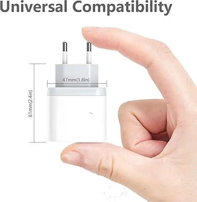 Alt view image 5 of 5 - Anigaduo 25W USB C European Plug Adapter with 6FT Cable for iPhone 14/14 Pro/14 Pro Max/14 Plus/13/12/11, Travel USBC Charging Power Charger Cord for Europe EU Euro Spain Italy France Germany