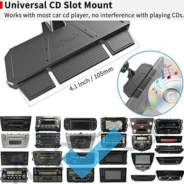 Alt view image 6 of 6 - APPS2Car Sturdy CD Slot Phone Mount with One Hand Operation Design, Hands-Free Car Phone Holder Universally Compatible with All iPhone & Android Cell Phones, for Smartphone Mobile
