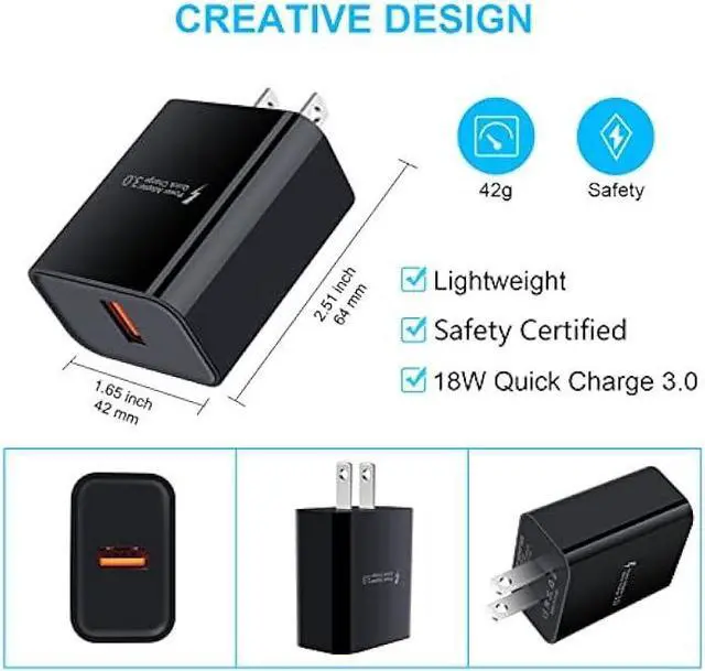Alt view image 4 of 7 - Adaptive Fast Charger Android Charger with 3ft USB Type C Cable Fast Charging for Samsung Galaxy A14 A13 5G A53 A52 A32 A12 A04S A03S S23 S22 S21 FE S20+ A11 A21 A10E Note 20 Ultra, Moto G Pure/Stylus