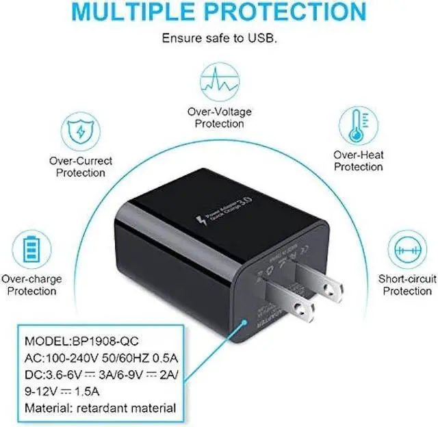 Alt view image 5 of 7 - Adaptive Fast Charger Android Charger with 3ft USB Type C Cable Fast Charging for Samsung Galaxy A14 A13 5G A53 A52 A32 A12 A04S A03S S23 S22 S21 FE S20+ A11 A21 A10E Note 20 Ultra, Moto G Pure/Stylus