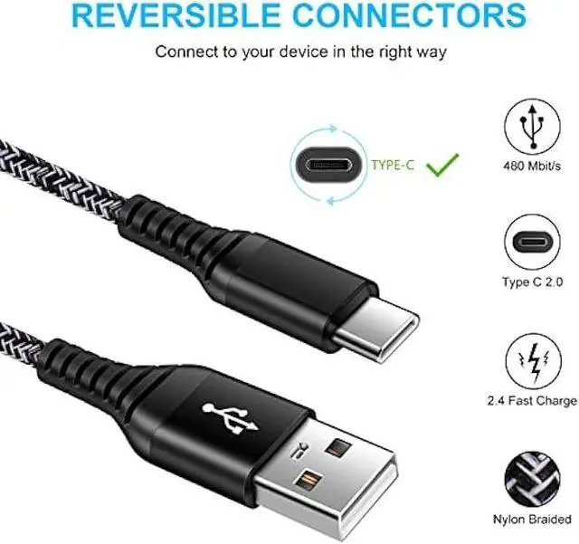 Alt view image 7 of 7 - Adaptive Fast Charger Android Charger with 3ft USB Type C Cable Fast Charging for Samsung Galaxy A14 A13 5G A53 A52 A32 A12 A04S A03S S23 S22 S21 FE S20+ A11 A21 A10E Note 20 Ultra, Moto G Pure/Stylus