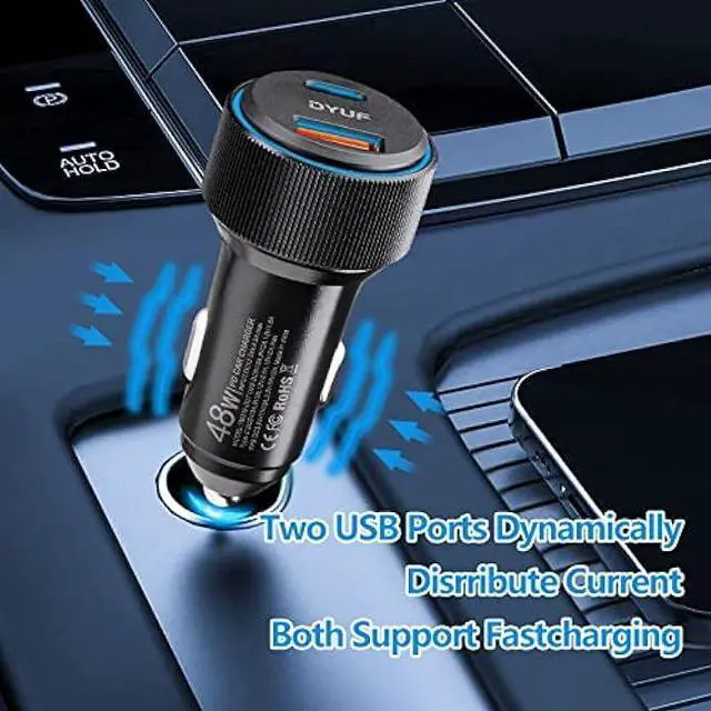 Alt view image 4 of 7 - DYUF USB C Car Charger 48W,Fast Car Charger Adapter,with 60W Type C Fast Charging Cable,Dual USB Port PD30W&QC3.0 18W Car Phone Charger,for Samsung Galaxy S22/S21/Ultra 5G,Note 20/10iPad Pro,Etc