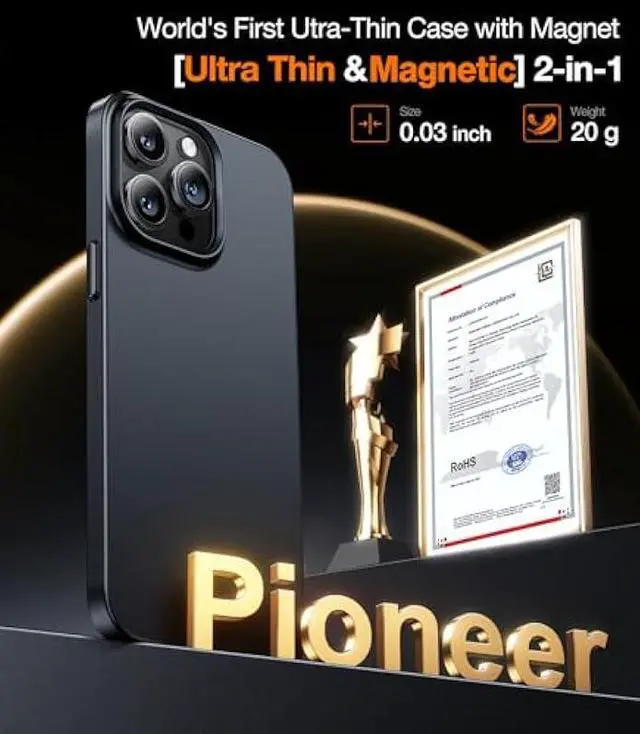 Alt view image 4 of 6 - TORRAS Magnetic Slim Fit Designed for iPhone 15 Pro Case 2023, [Compatible with MagSafe] [Ultra Thin] Protective Matte Hard PC Cover Anti-Scratch Phone Case for iPhone 15 Pro, Black Titanium