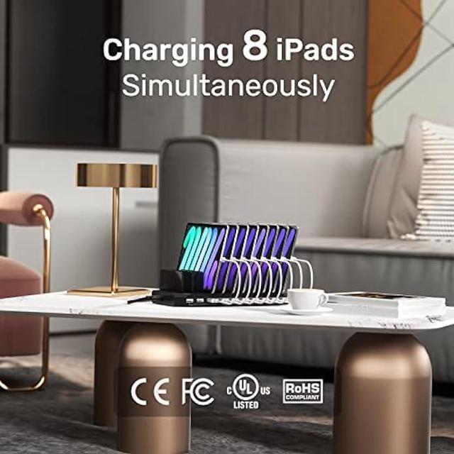 iPad Charging Station, Unitek 96W 10-Port USB Charging Dock Hub with Quick  Charge 3.0, Charging Stand Compatible Multiple Device, Charging 8 iPads