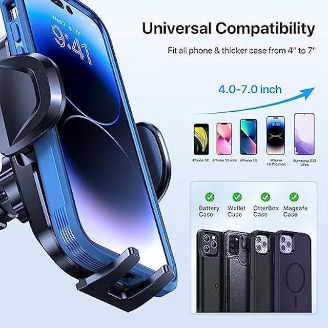 Alt view image 5 of 6 - LOTUNY Universal Phone Mount for Car, [Powerful Suction] Hands-Free Cell Phone Holder Car, Phone Holder for Car Dashboard Windshield Air Vent, Compatible with iPhone 14 13 12 11 Pro Max All Phones