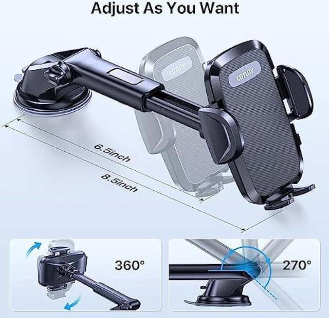 Alt view image 6 of 6 - LOTUNY Universal Phone Mount for Car, [Powerful Suction] Hands-Free Cell Phone Holder Car, Phone Holder for Car Dashboard Windshield Air Vent, Compatible with iPhone 14 13 12 11 Pro Max All Phones
