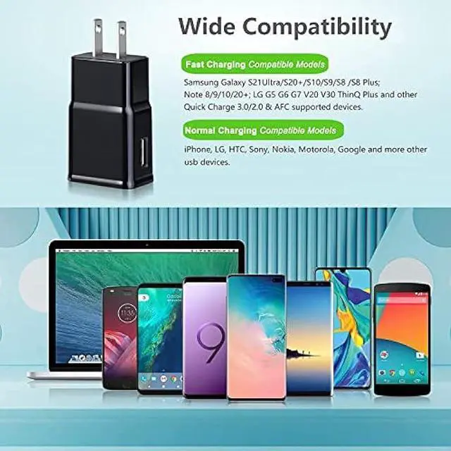 Alt view image 5 of 7 - 6-Pack Type C Charger Fast Charging Block, Android Phone Rapid USB Wall Charger Compatible with Samsung Galaxy S21/S20/S10/S10e/S10 Plus/S9/S9 Plus/S8/S8 Plus/S7/S6/Note 10/Note 9/Note 8,LG,HTC(Black)