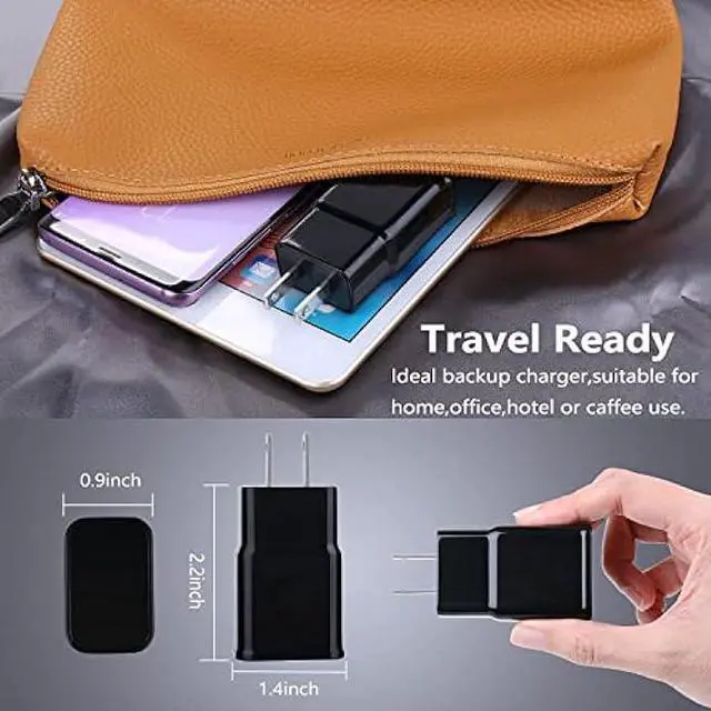 Alt view image 6 of 7 - 6-Pack Type C Charger Fast Charging Block, Android Phone Rapid USB Wall Charger Compatible with Samsung Galaxy S21/S20/S10/S10e/S10 Plus/S9/S9 Plus/S8/S8 Plus/S7/S6/Note 10/Note 9/Note 8,LG,HTC(Black)