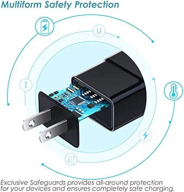 Alt view image 7 of 7 - 6-Pack Type C Charger Fast Charging Block, Android Phone Rapid USB Wall Charger Compatible with Samsung Galaxy S21/S20/S10/S10e/S10 Plus/S9/S9 Plus/S8/S8 Plus/S7/S6/Note 10/Note 9/Note 8,LG,HTC(Black)