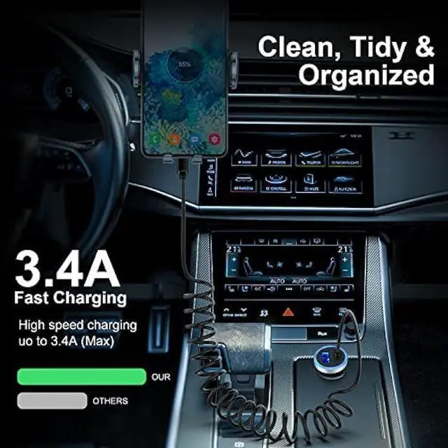 Alt view image 7 of 7 - USB C Samsung Fast Car Charger for Samsung Galaxy A14 A23 A54 Z Fold 4 Z Flip 4 A13 S23 S22 Ultra S21FE A53 S20 A03s;Google Pixel 7 Pro 6a 5a 6;3.4A Car Adapter Plug + 3ft Type C Android Charger Cable
